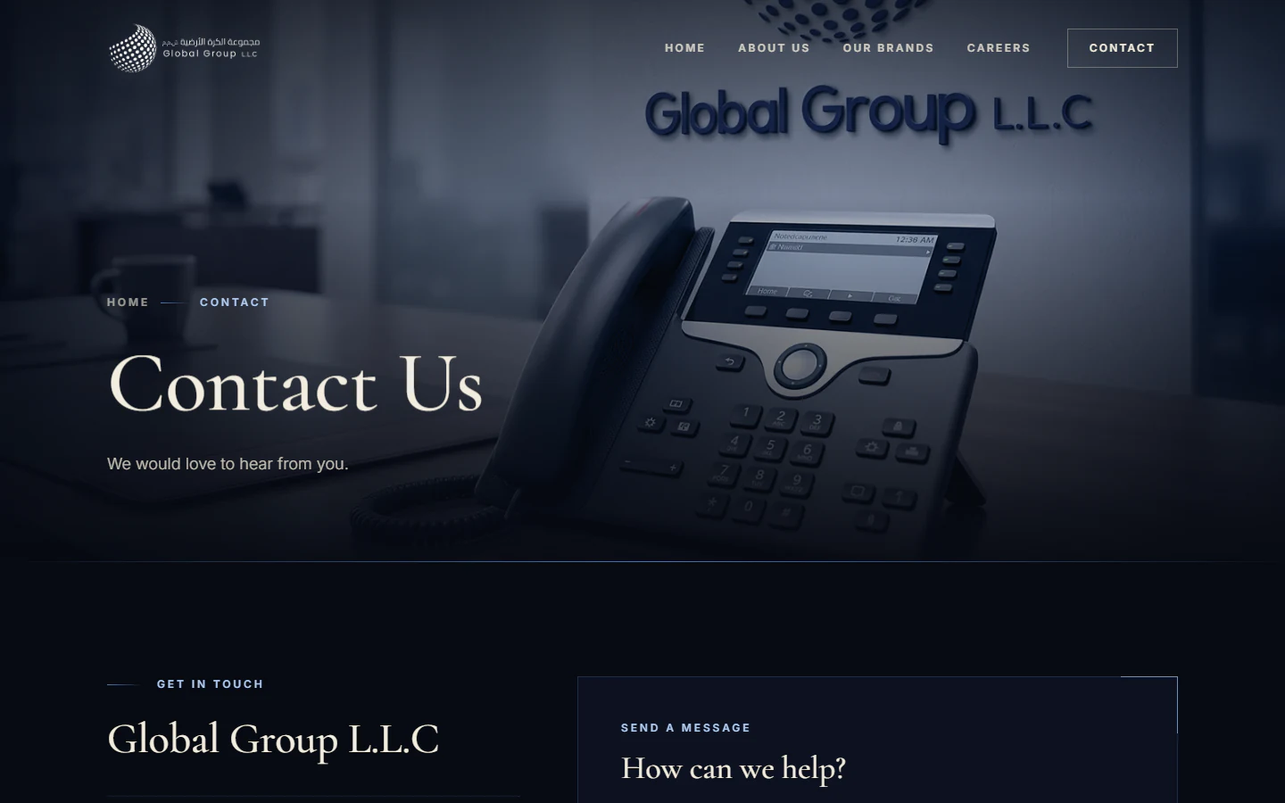 Contact page hero